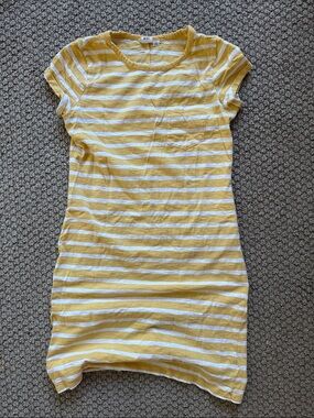 GAP Yellow and White Striped Short Sleeve Dress